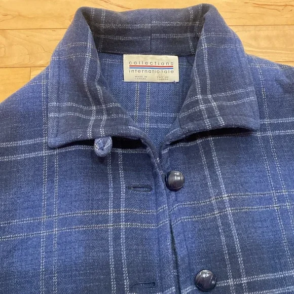 Collections Internationale Fringed women’s Blue Plaid Blazer/Jacket Size Large - Picture 16 of 17